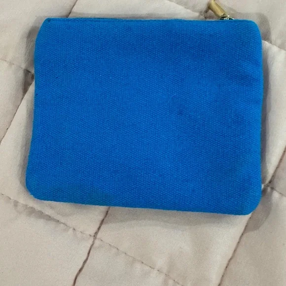 Beaded Hamsa & Evil Eye Zip Pouch – Handmade Blue Coin Purse - Picture 3 of 3